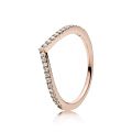 Δαχτυλίδι με κυβ. ζιρκόνια, wishbone 14K rose gold-plated