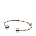 Βραχιόλι ανοιχτό ασ.925 με 14K rose gold-plated αποσπώμενα κουμπώματα και stoppers