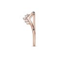 Δαχτυλίδι με διαφ. κυβ. ζιρκόνια 14K rose gold-plated, τιάρα wishbone