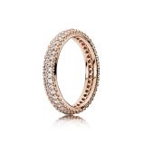 Δαχτυλίδι με κυβ. ζιρκόνια, 14K rose gold-plated