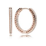 Σκουλαρίκια 14K rose gold-plated με κυβική ζιρκόνια, κρίκοι 20mm