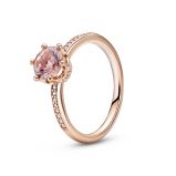 Δαχτυλίδι 14K rose gold-plated με κρύσταλλα & κυβ. ζιρκόνια, κορώνα