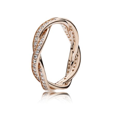 Δαχτυλίδι δεσμός με κυβ. ζιρκόνια, 14K rose gold-plated