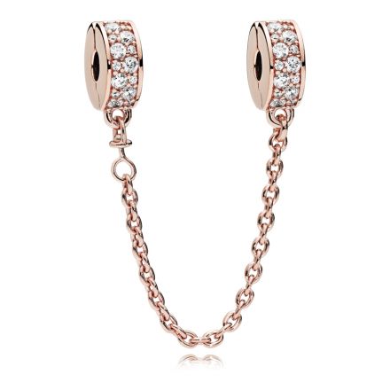 Αλυσίδα ασφαλείας 14K rose gold-plated με κυβική ζιρκόνια και σιλικόνη