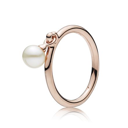 Δαχτυλίδι 14K rose gold-plated με λευκό καλλιεργημένο μαργαριτάρι