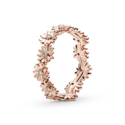 Δαχτυλίδι 14K rose gold-plated με κυβική ζιρκόνια, μαργαρίτα