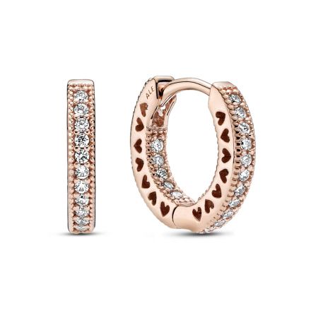 Σκουλαρίκια 14K rose gold-plated με κυβ. ζιρκόνια, κρίκοι