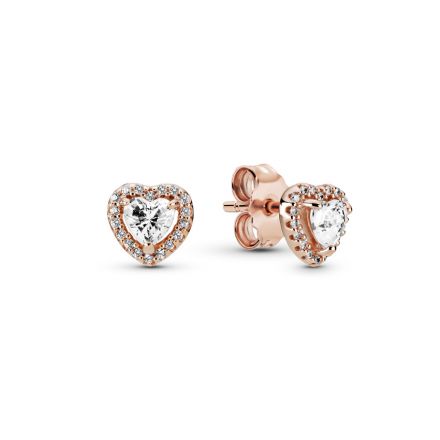 Σκουλαρίκια 14K rose gold-plated με κυβική ζιρκόνια, καρδιά