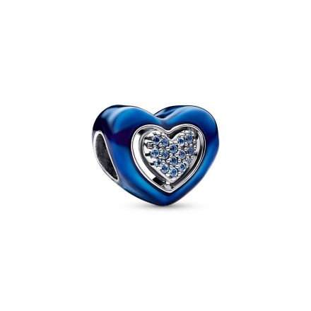 Σύμβολο ασ. 925 με μπλε κυβική ζιρκόνια και σμάλτο, καρδιά